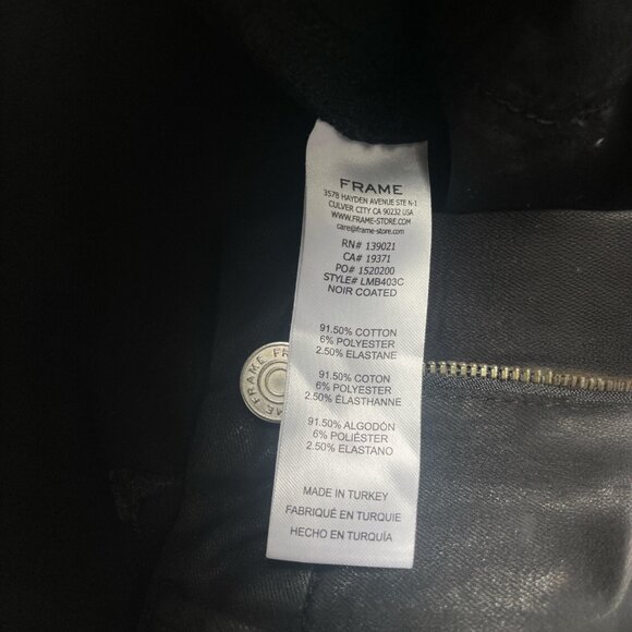 Frame Denim Le Mini Boot Coated Jean in Black Size 27 - Picture 9 of 9